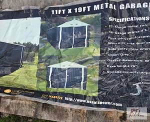 lot 151 image: NEW 11ft x 19ft Metal garage. This ...
