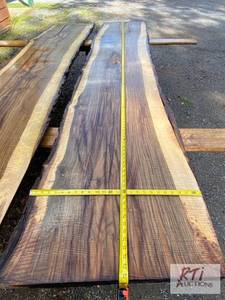 lot 226 image: 3X Live Edge Walnut Slabs. 112IN ...