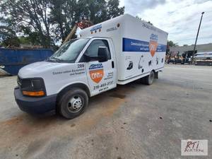 lot 34A image: 2017 Chevy 3500 1-ton cube van, PL,...