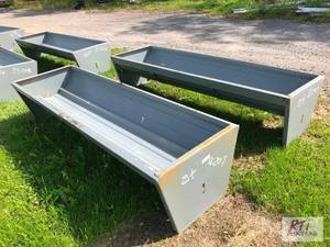 lot 46 image: 2X 90in steel feeding trough. MDI ...