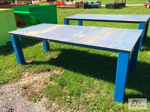 lot 221 image: 8ft x 40in heavy duty welding table...