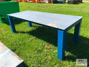 lot 222 image: 8ft x 40in heavy duty welding table...