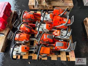 lot 24 image: Pallet of chainsaws ran when taken ...