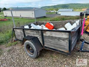 lot 32 image: 8FT utility trailer with contents. ...
