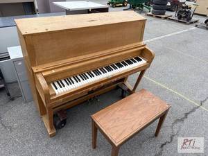 lot 987 image: Wooden upright piano...