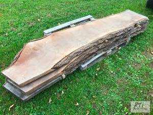 lot 542 image: 3X Approximately 7.5ft walnut slabs...