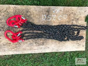 lot 568 image: 2X 2-leg grade 70 chain slings. Ite...