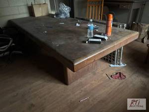 lot 727 image: Wooden table, 8ft x 42in. (Lot 42) ...