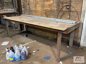lot 737 image: Table with metal frame and legs, 11...
