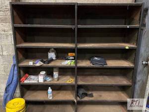 lot 738 image: Shelving, approx 6ft x 6ft x 18in d...