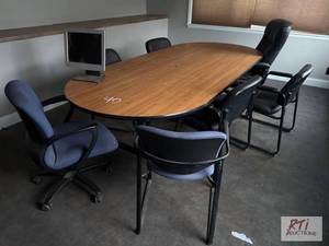 lot 769 image: Conference table, 9ft x 4ft, and ch...