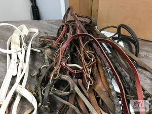 lot 774 image: Box of bridles, some with bits, and...