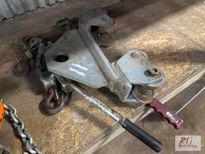lot 775 image: Beam runner with (2) come alongs. (...
